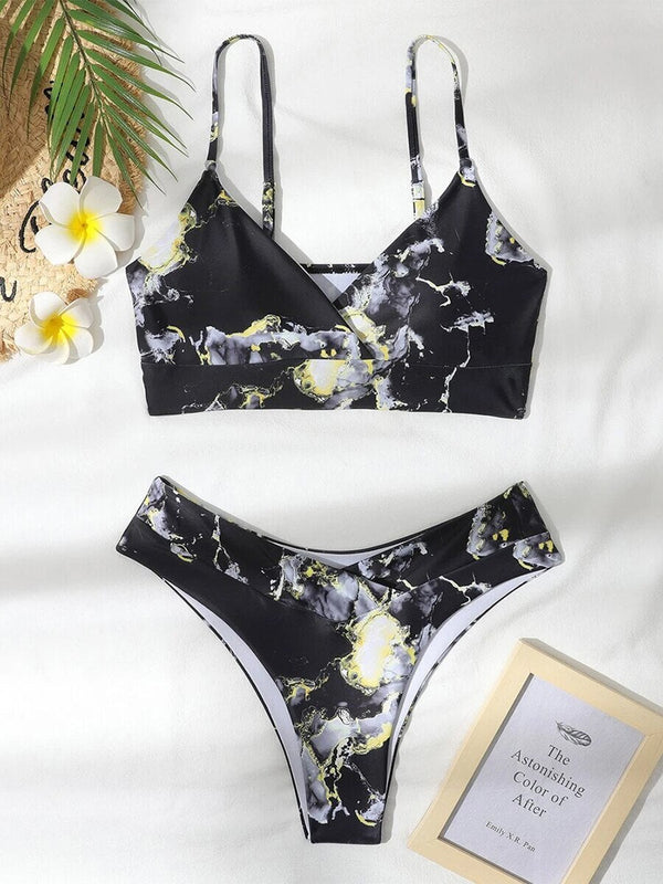 Janna Bikini | Eleganter Bikini mit Marmorprint