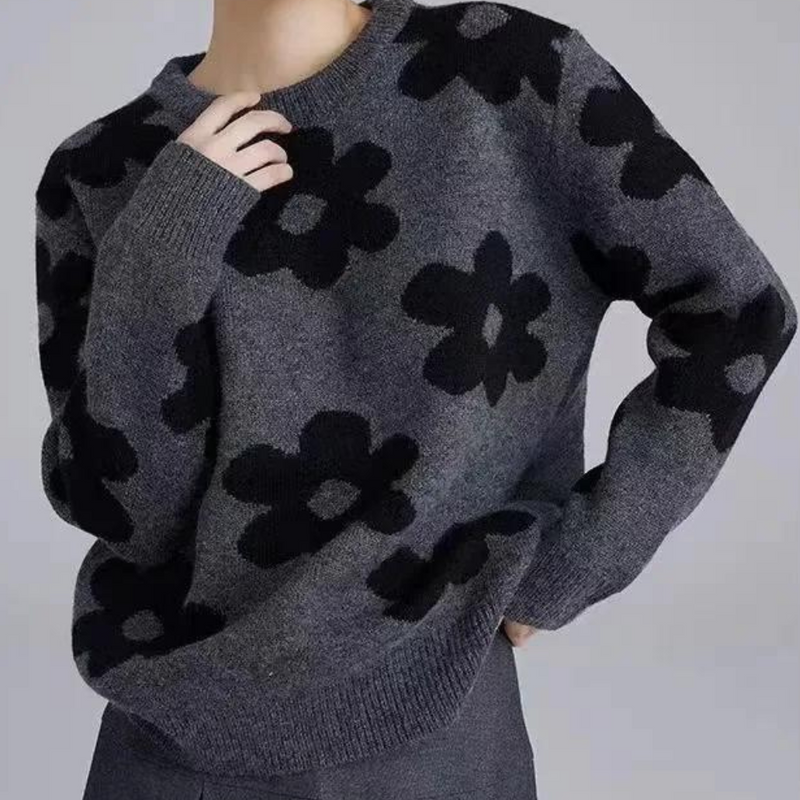 Celina Sweater | Luxuriöser, weicher Strickpullover für Damen mit Blumendesign