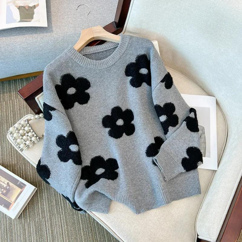 Celina Sweater | Luxuriöser, weicher Strickpullover für Damen mit Blumendesign