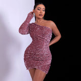 Yasmine Dress | Schicker Bodycon Ein-Schulter NYE Party-Look für Mädels