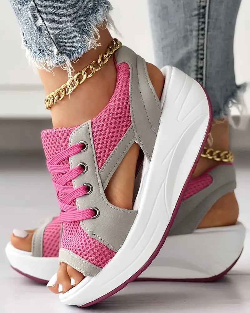 Dianna Sandalen | Trendy Offene Sneakers/Sandalen mit Schnürsenkeln und dicker Sohle für Damen