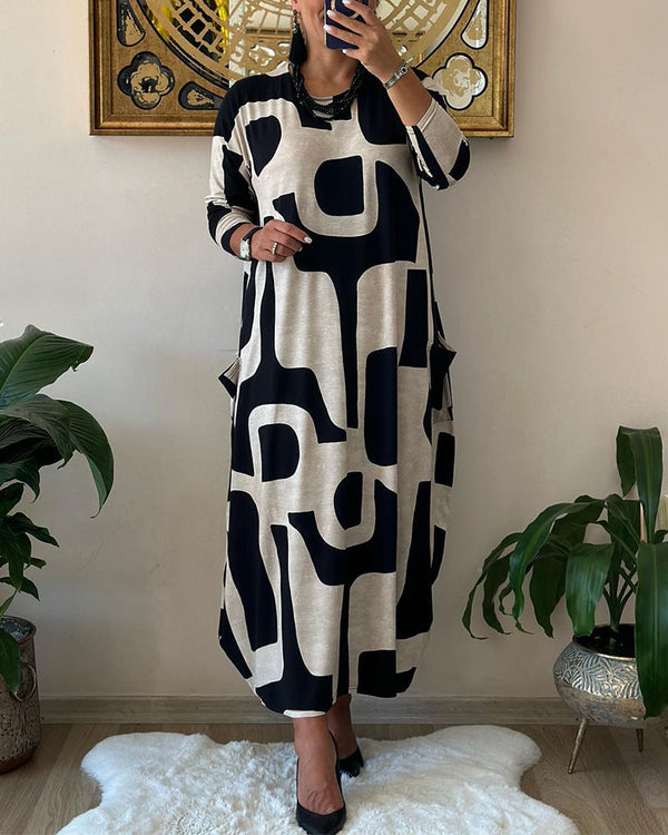 Anita Kleid | Stylisches langes Designerkleid mit 3/4 Ärmeln für den Frühling