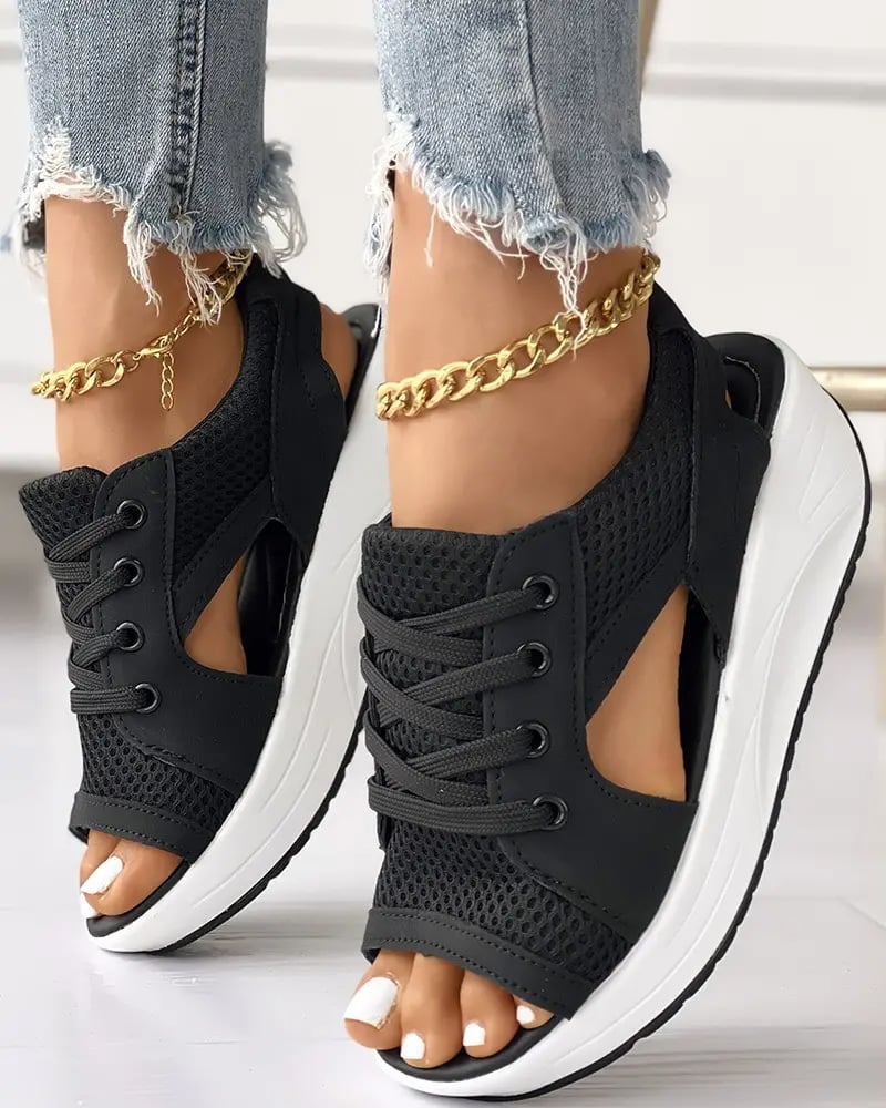 Dianna Sandalen | Trendy Offene Sneakers/Sandalen mit Schnürsenkeln und dicker Sohle für Damen