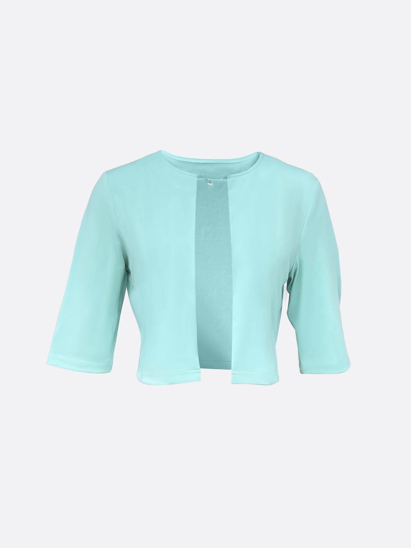 Elisabeth Kleid | Elegantes turquoise langes Blazer/Kleid-Set mit Blumenmuster