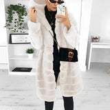Nikki Mantel | Elegante Luxus-Faux-Pelzmantel mit Kapuze für Damen