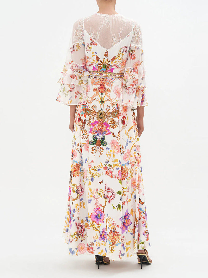 Natalia Elegantes Kleid | Frühlings-Patchworkkleid mit Schnürung und Gürtel für Damen