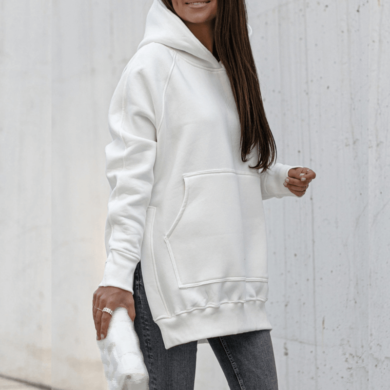Nela Hoody | Trendige lange übergroße Kapuzenjacke mit Schlitz für Damen