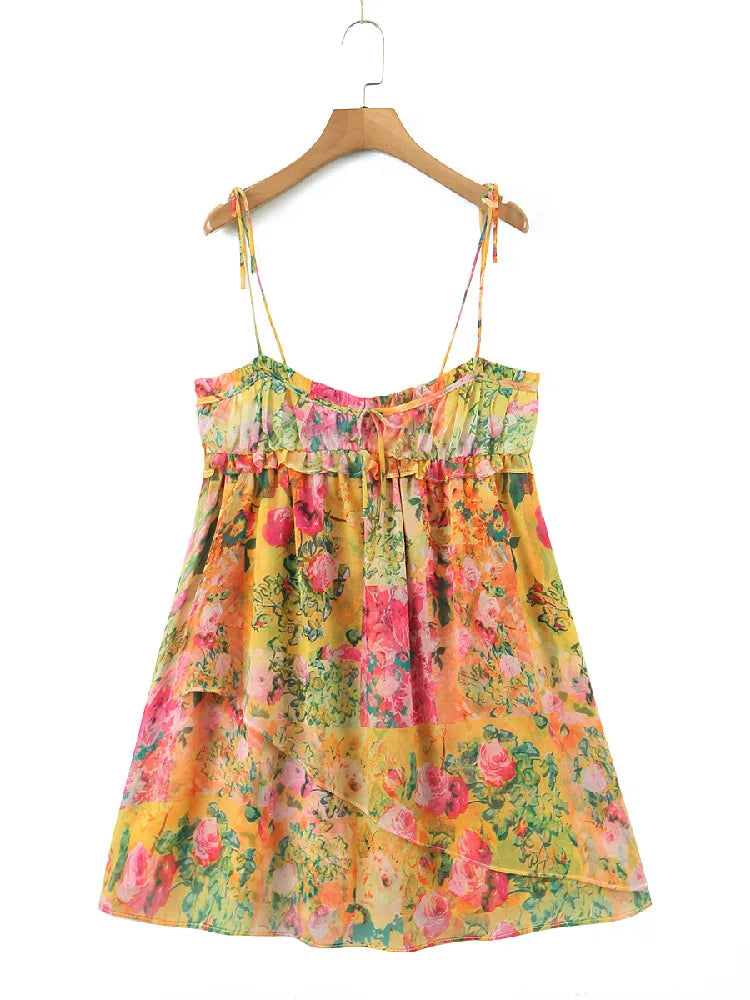 Marit Flower Kleid | Stilvolles, rückenfreies Boho-Minikleid für den Sommer