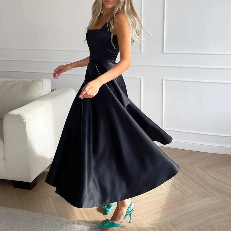 Martina Elegantes Kleid | Modernes ärmelloses Maxikleid mit hoher Taille für Frauen