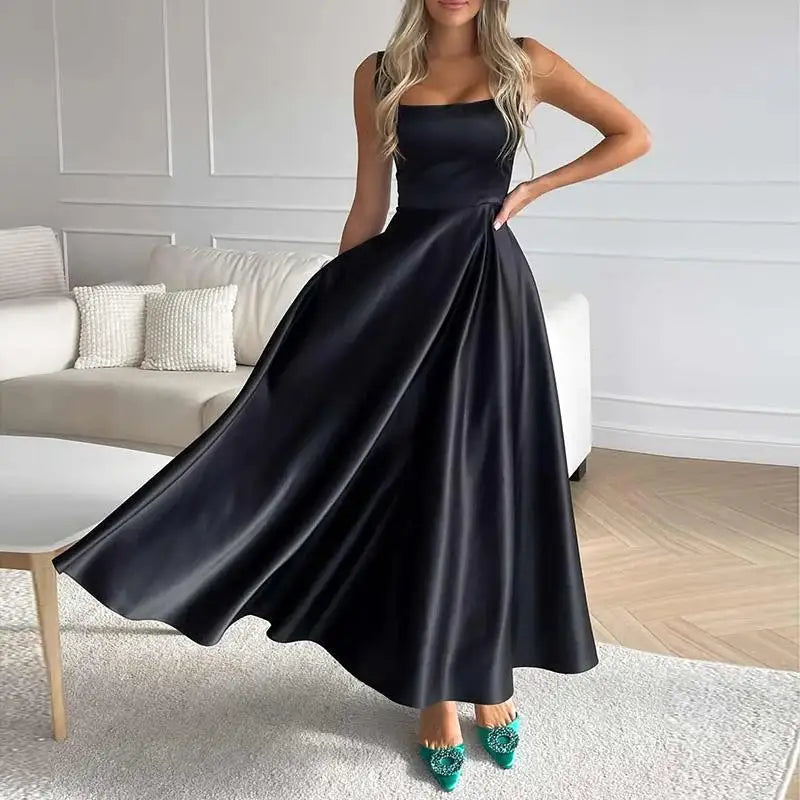 Martina Elegantes Kleid | Modernes ärmelloses Maxikleid mit hoher Taille für Frauen