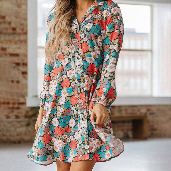 Nina Kleid | Hemdkleid mit Blumenmuster