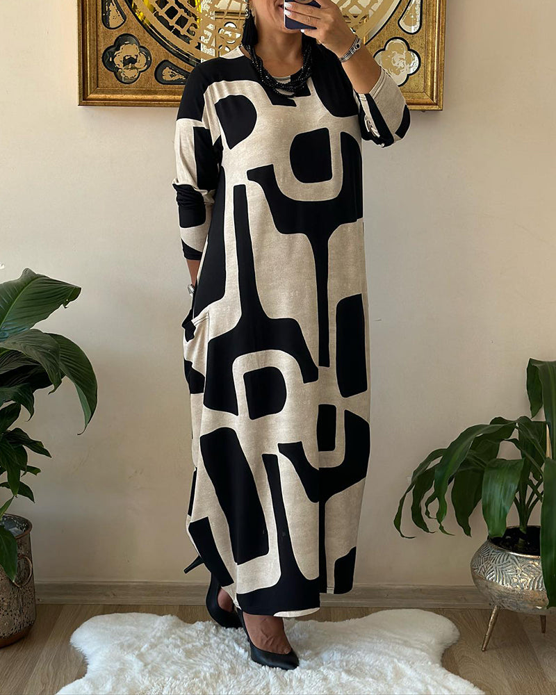 Anita Kleid | Stylisches langes Designerkleid mit 3/4 Ärmeln für den Frühling