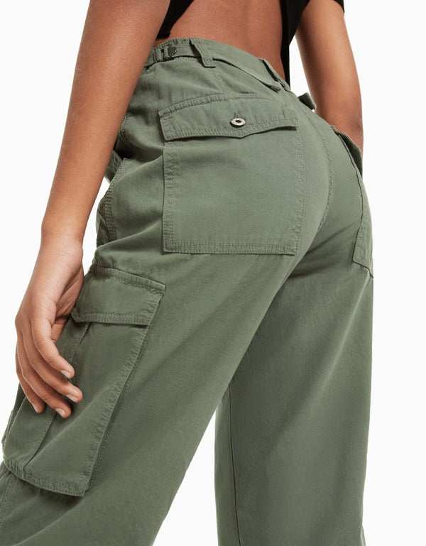 Cornelia Cargo Hosen | Moderne Retro Frühlingshose für Damen mit hoher Taille und Seitentaschen