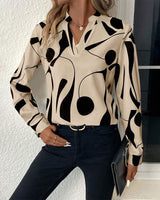 Victoria Blouse | Trendige stylische Bluse mit Luxusmotiv mit langen Ärmeln