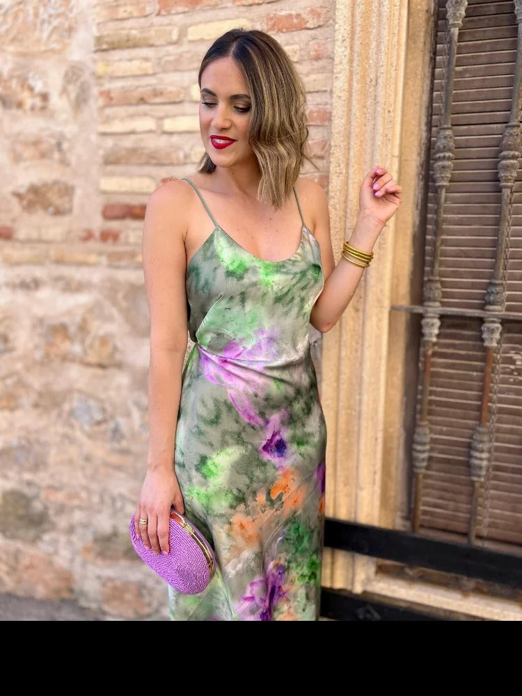 Sandros Kleid | Stilvolles Halo-Dyed Maxikleid mit offenem Rücken für Damen