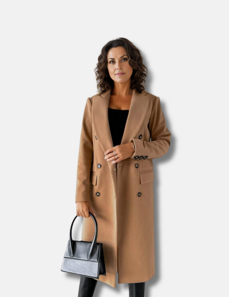Giesweiner Mantel | Lange Doppelreihige Jacke in Wolloptik für Damen