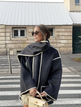 Devila Mantel | Luxuriöse Warme Jacke mit Schal für Damen