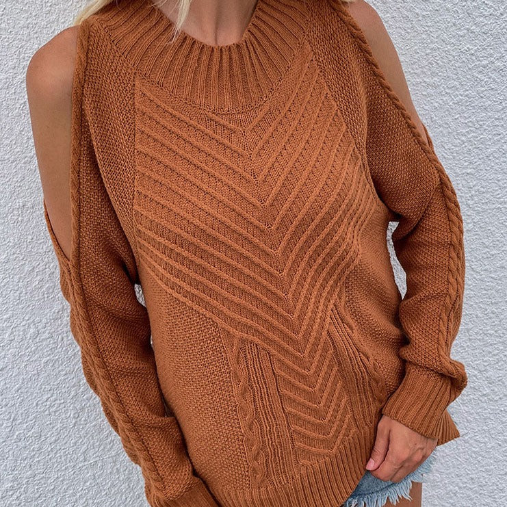 Poly Sweater | Lässiger schulterfreier Pullover mit O-Ausschnitt