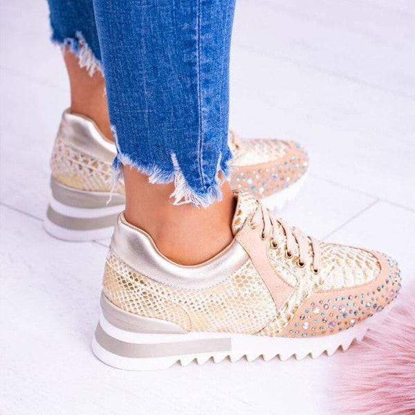 Tessa Gold Sneakers | Elegante goldfarbene bequeme Damenschuhe