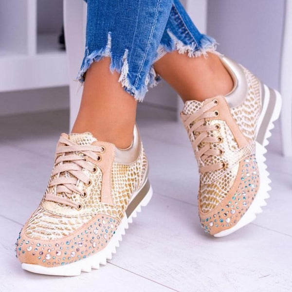 Tessa Gold Sneakers | Elegante goldfarbene bequeme Damenschuhe