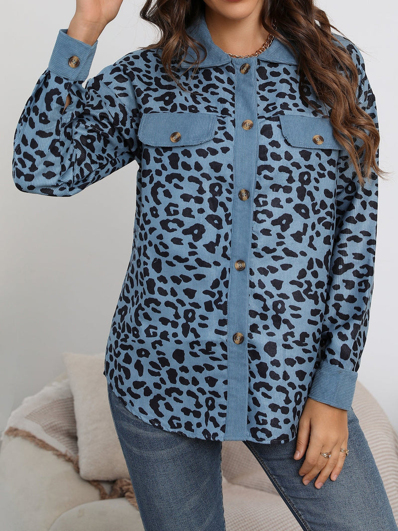 Bellena Herbstjacke | Bequemer Oversized-Mantel mit Leopardenmuster