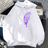 Butterfly Hoodie | Unifarbener Damen-Pullover mit Schmetterlingsdruck