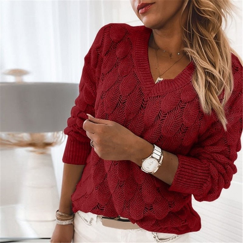 Zarra Pullover | V-Sweater mit Kabel-Motiv