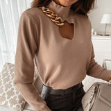 Moda Pullover | Eleganter Pullover mit V-Ausschnitt und Halskette